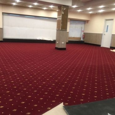 Commercial space with patterned carpet